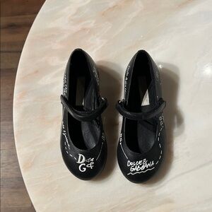 D&G Black Kids Dress Shoes with White Accents